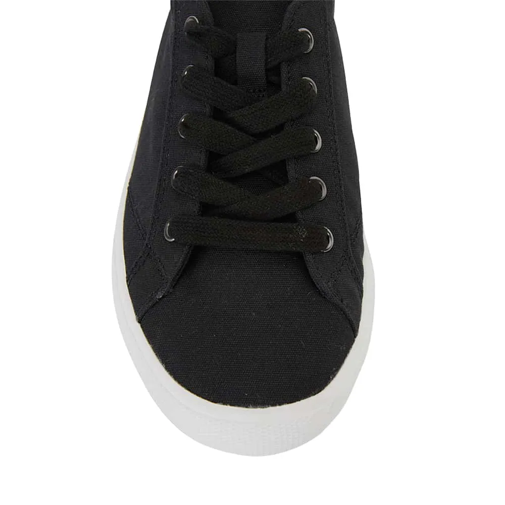 Riddle Sneaker in Black Smooth Canvas
