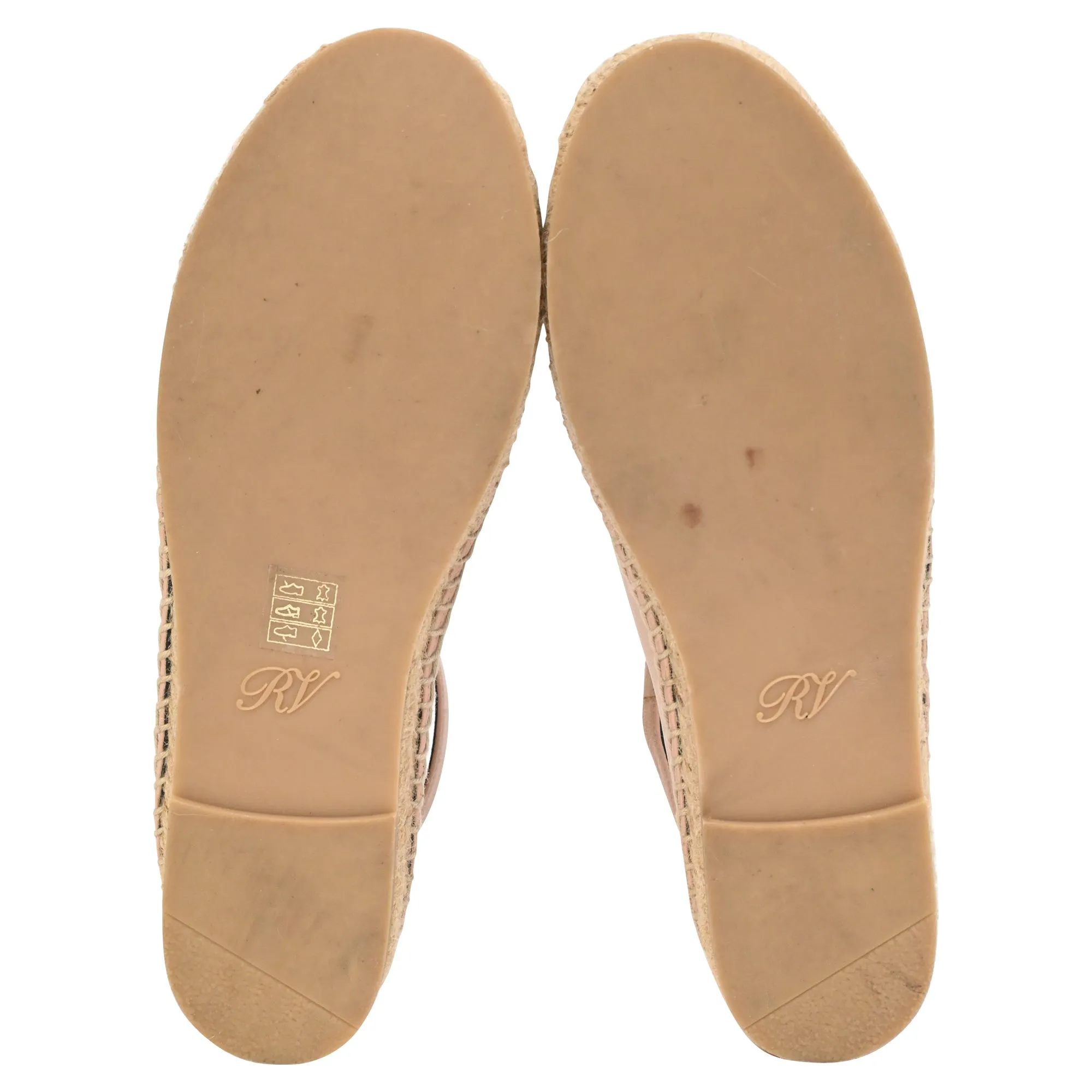 Roger Vivier Ankle Strap Espadrille Ballet Flats in Pink Leather
