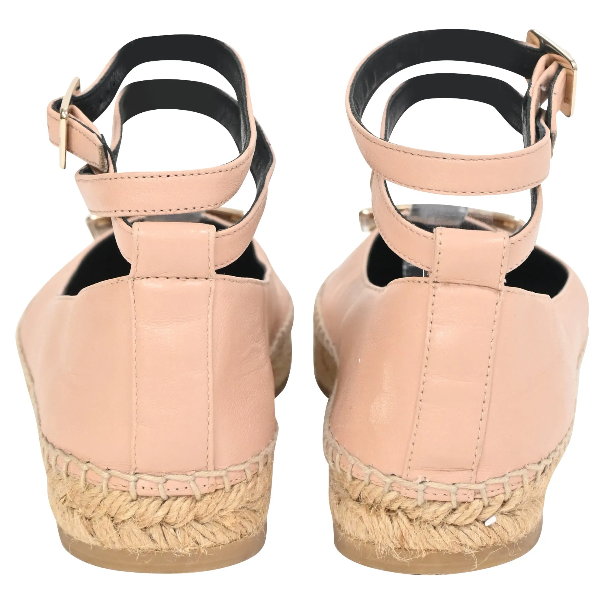Roger Vivier Ankle Strap Espadrille Ballet Flats in Pink Leather