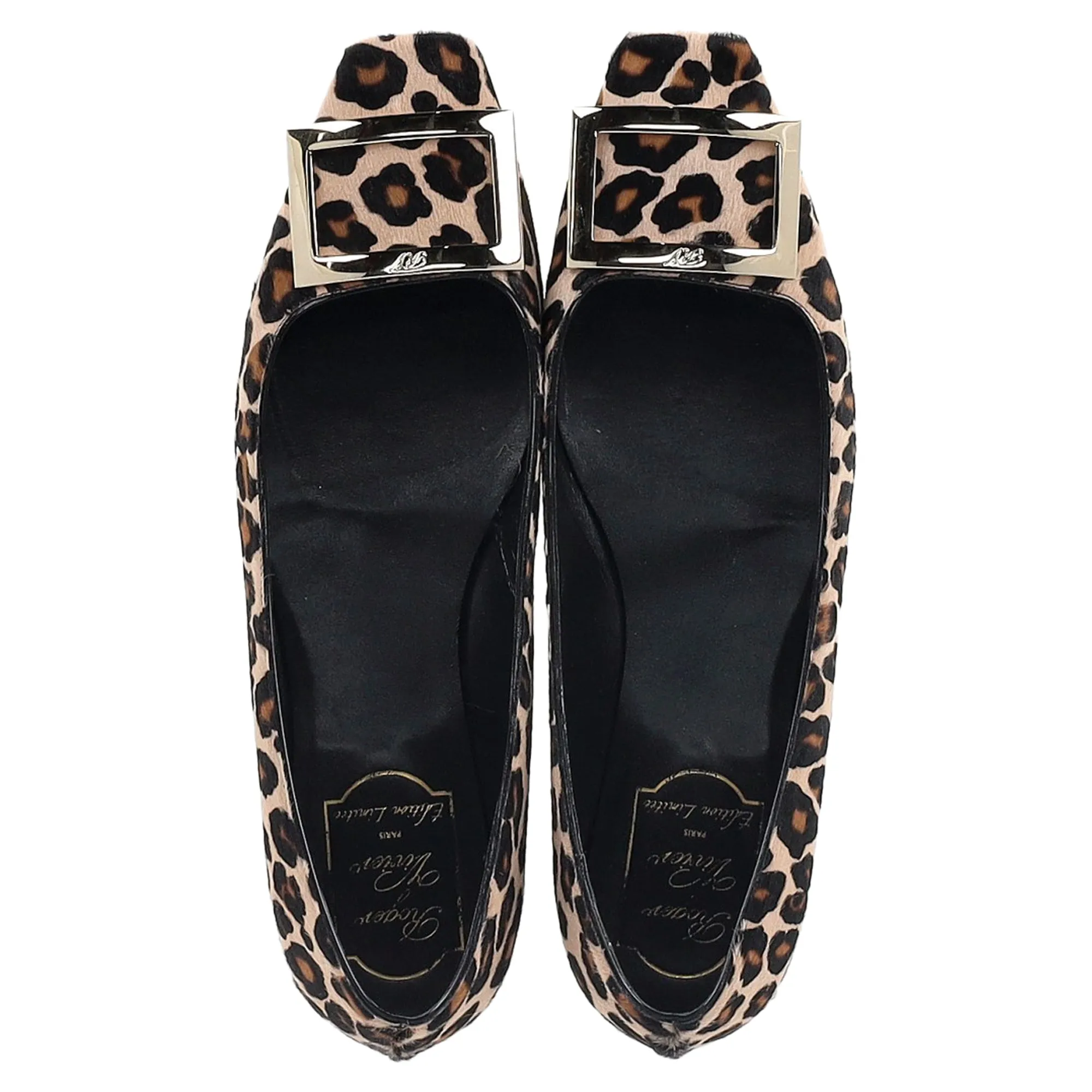 Roger Vivier Leopard Print Ballet Flats in Brown Calf Hair