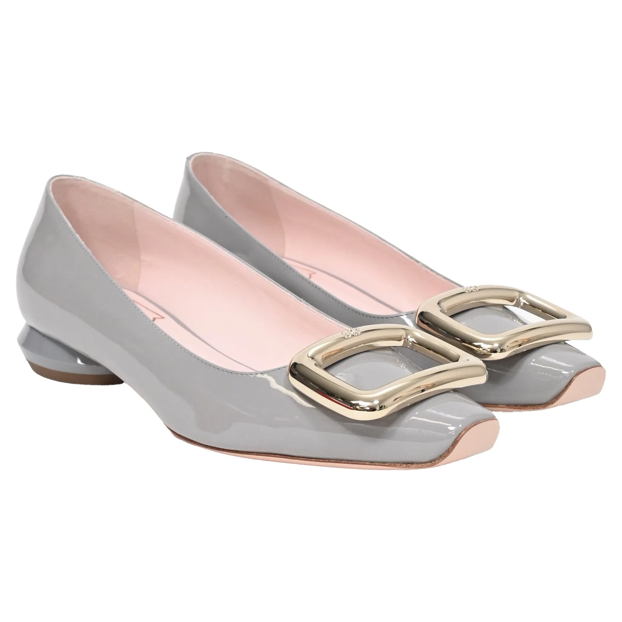 Roger Vivier Viv Choc 20 Ballet Shoes in Grey Patent Leather