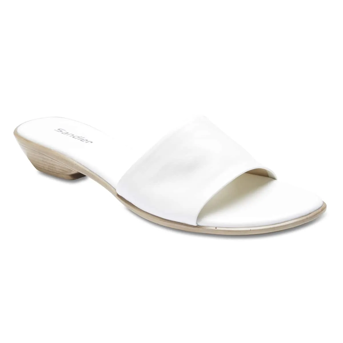 Saga Slide in White Leather
