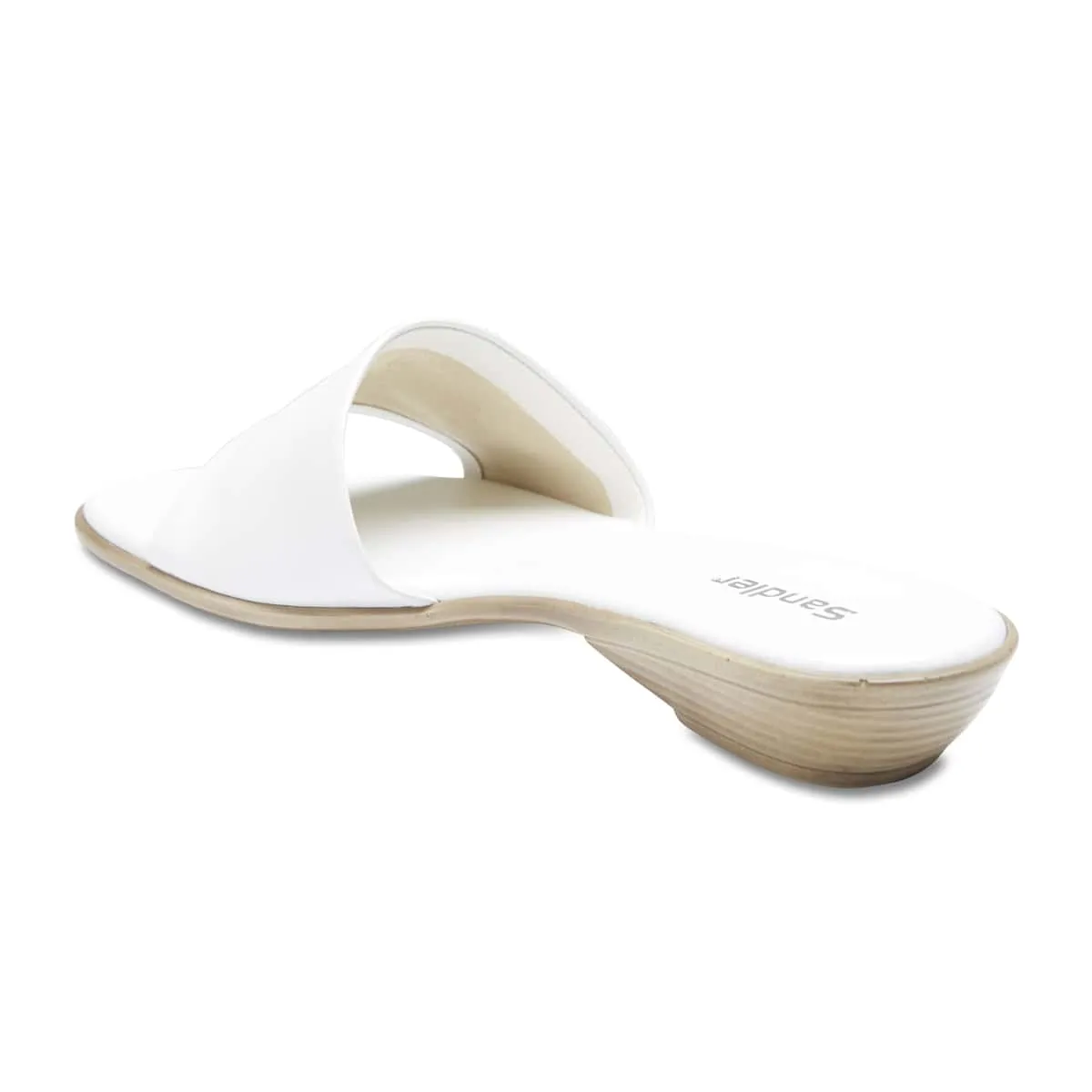 Saga Slide in White Leather
