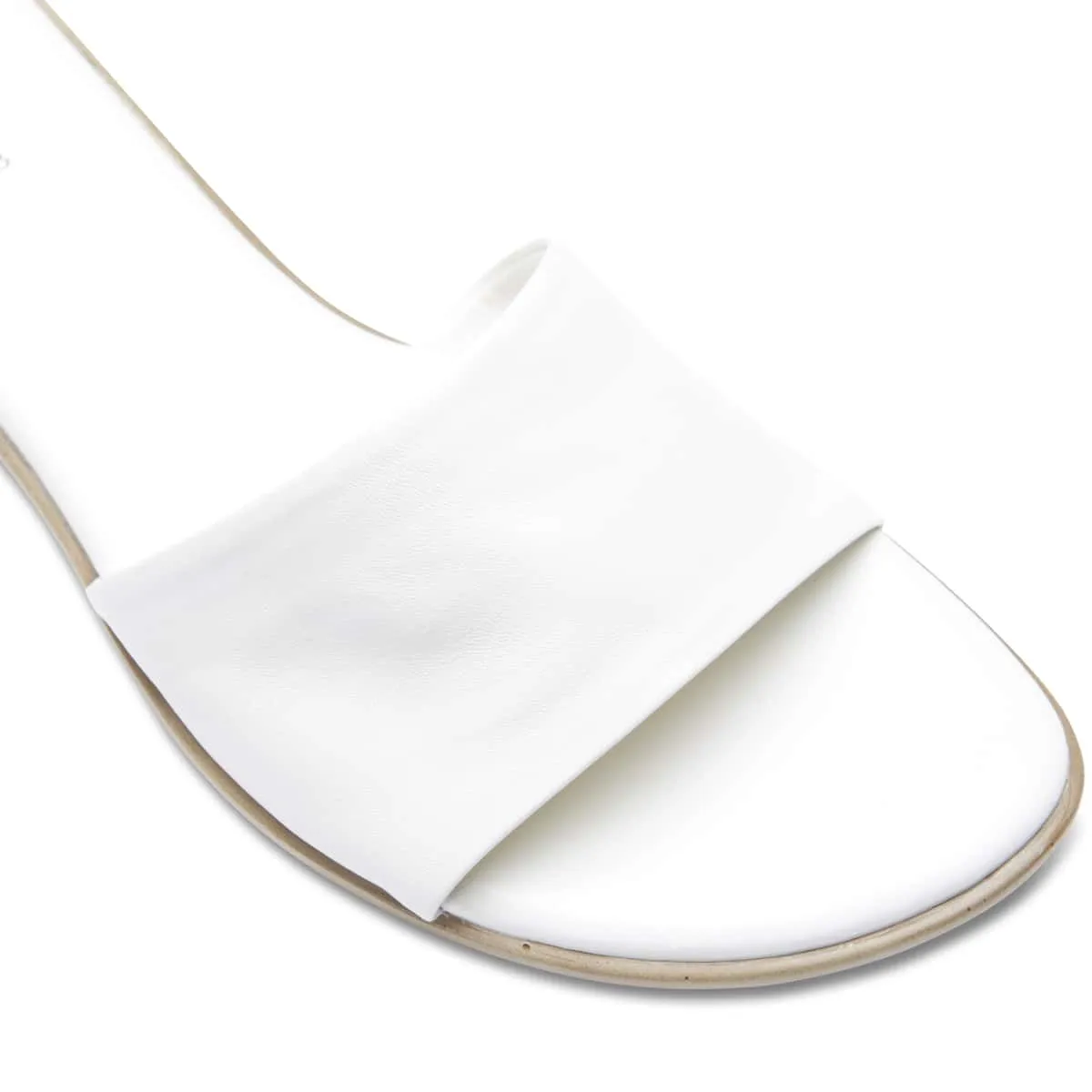 Saga Slide in White Leather