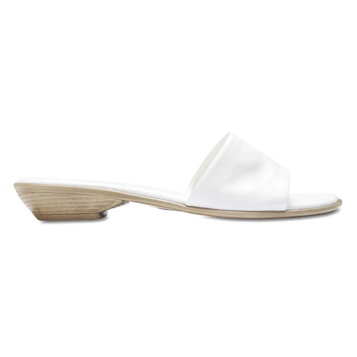 Saga Slide in White Leather