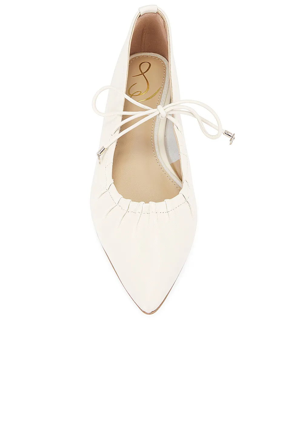 Sam Edelman Bri J1313L2100 Women's Modern Ivory Leather Ballet Flat Shoes FZP034 (Ivory,8)