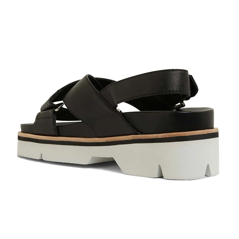 Sangria Sandal in Black Leather