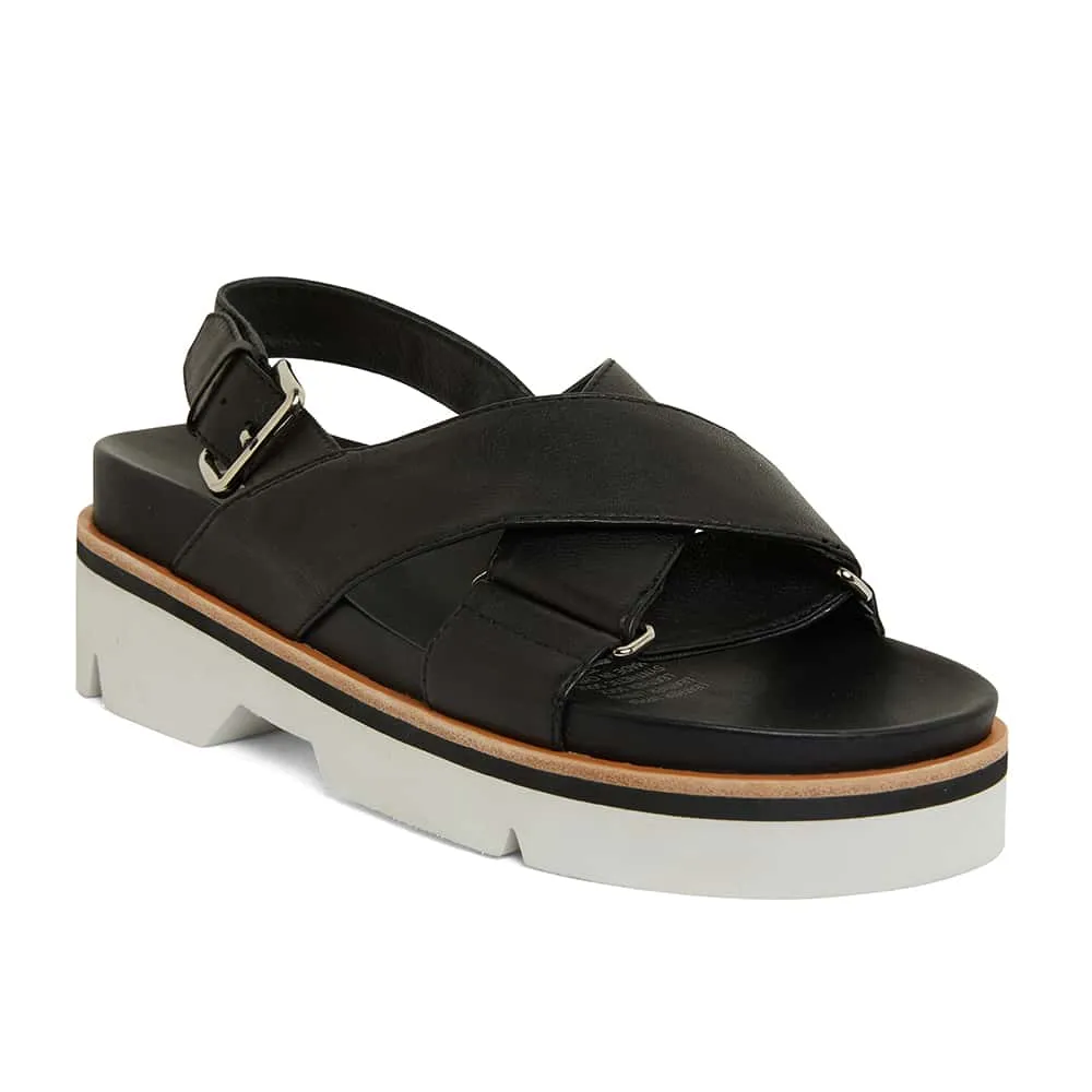 Sangria Sandal in Black Leather