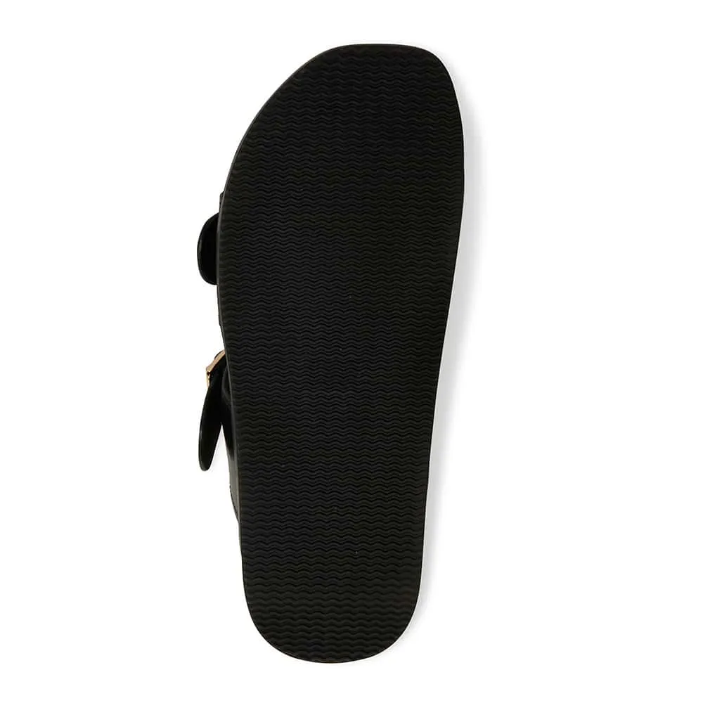 Sarina Slide in Black Leather