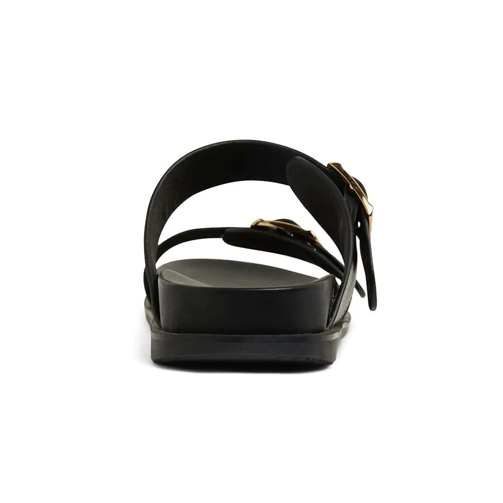 Sarina Slide in Black Leather
