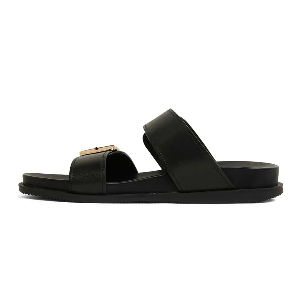 Sarina Slide in Black Leather
