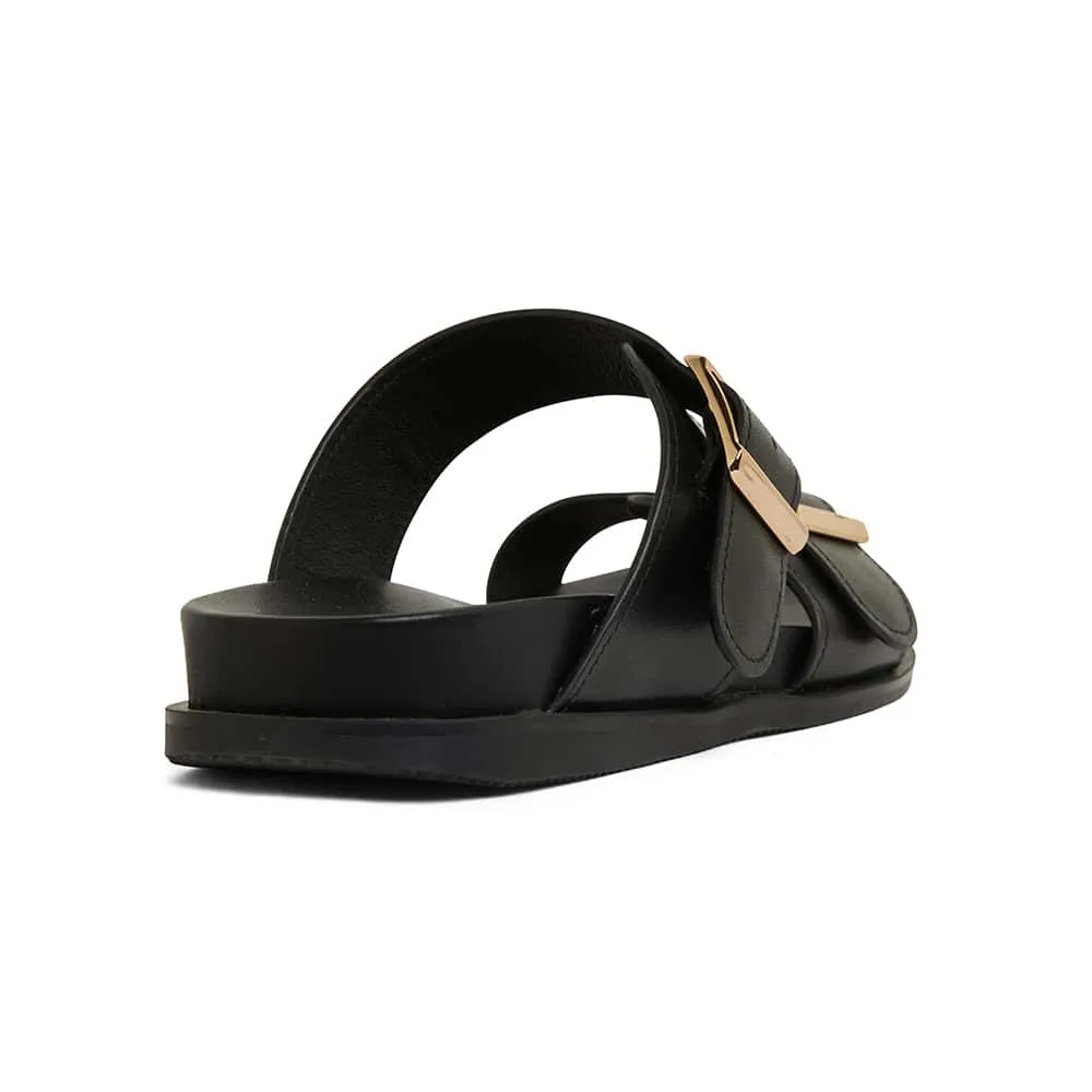 Sarina Slide in Black Leather