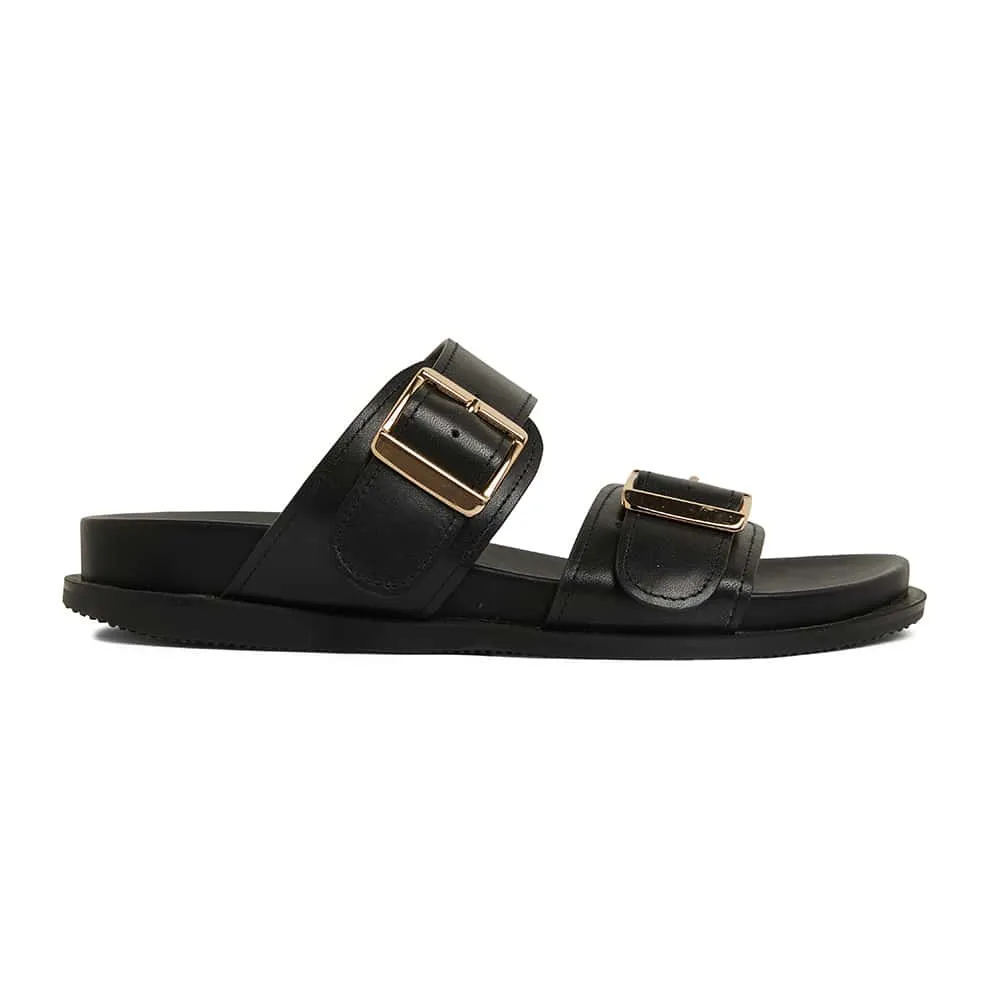Sarina Slide in Black Leather