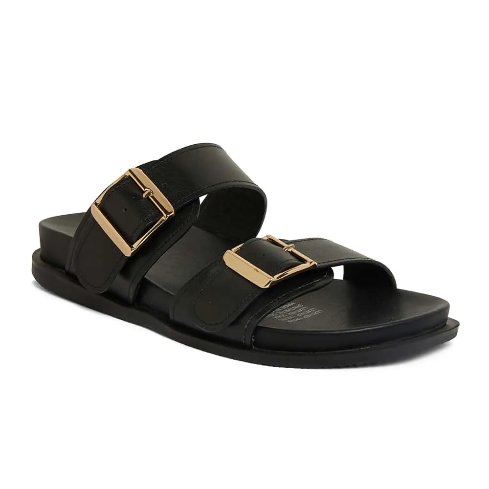 Sarina Slide in Black Leather