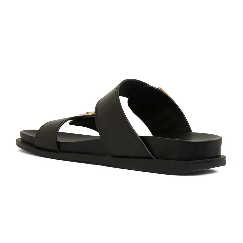 Sarina Slide in Black Leather