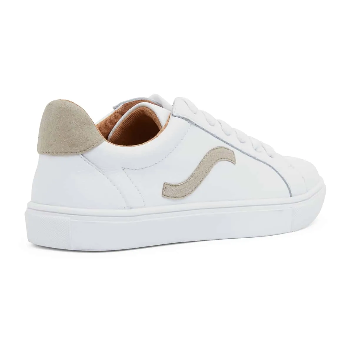 Saxon Sneaker in White And Taupe Leather