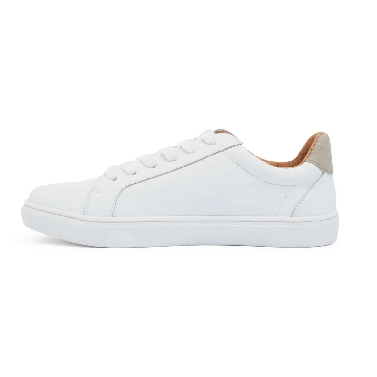Saxon Sneaker in White And Taupe Leather