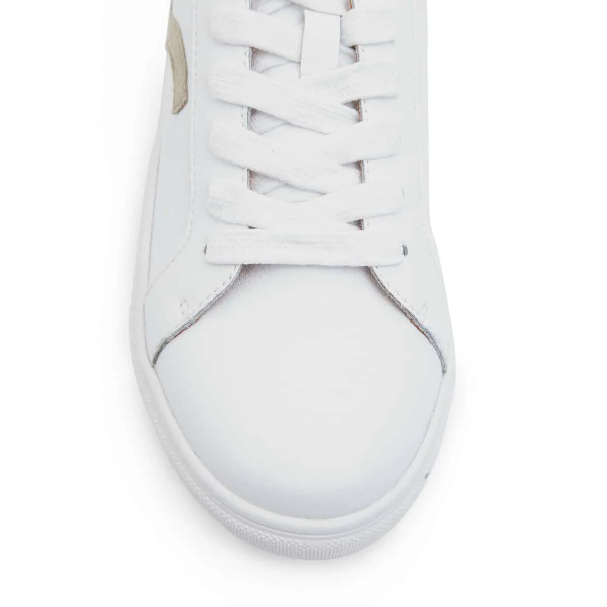 Saxon Sneaker in White And Taupe Leather