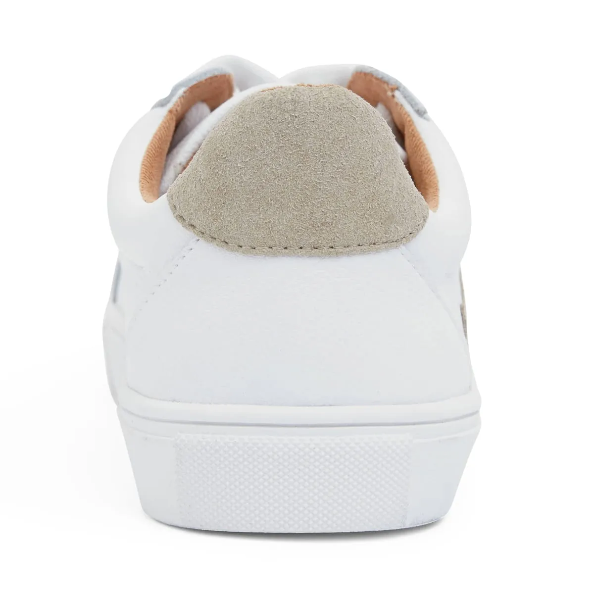 Saxon Sneaker in White And Taupe Leather