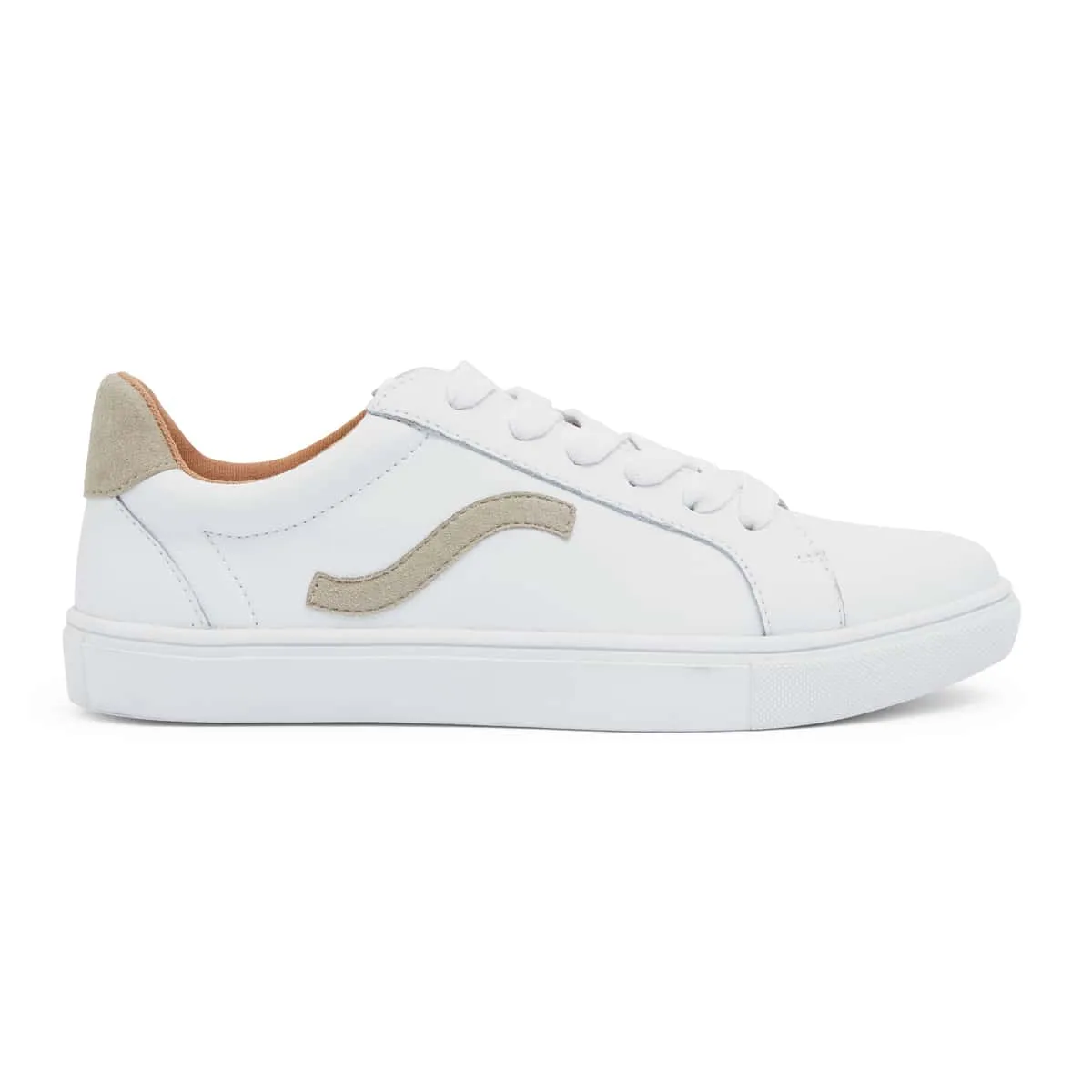 Saxon Sneaker in White And Taupe Leather