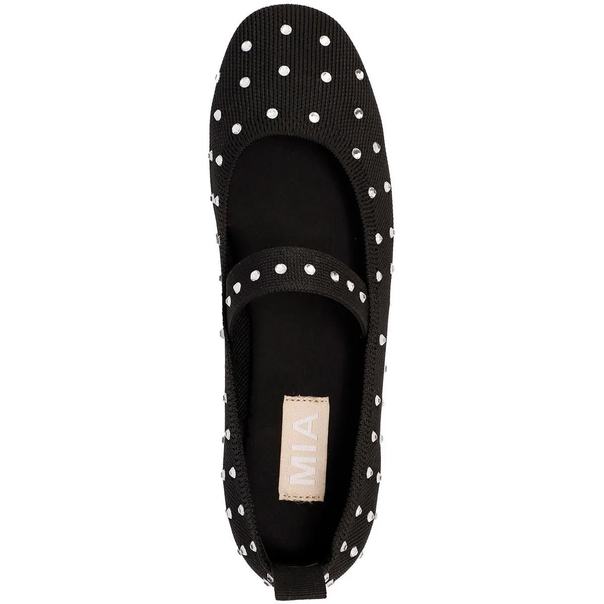 Seema  Womens Rhinestone Ribbed Knit Mary Janes
