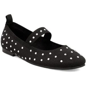 Seema  Womens Rhinestone Ribbed Knit Mary Janes