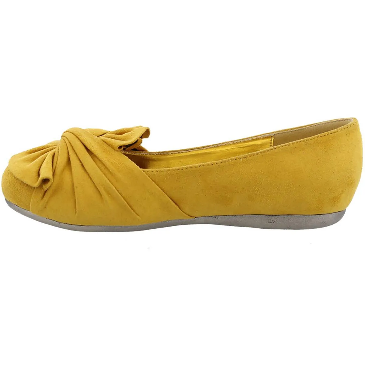 Snug Womens Faux Suede Ruched Ballet Flats