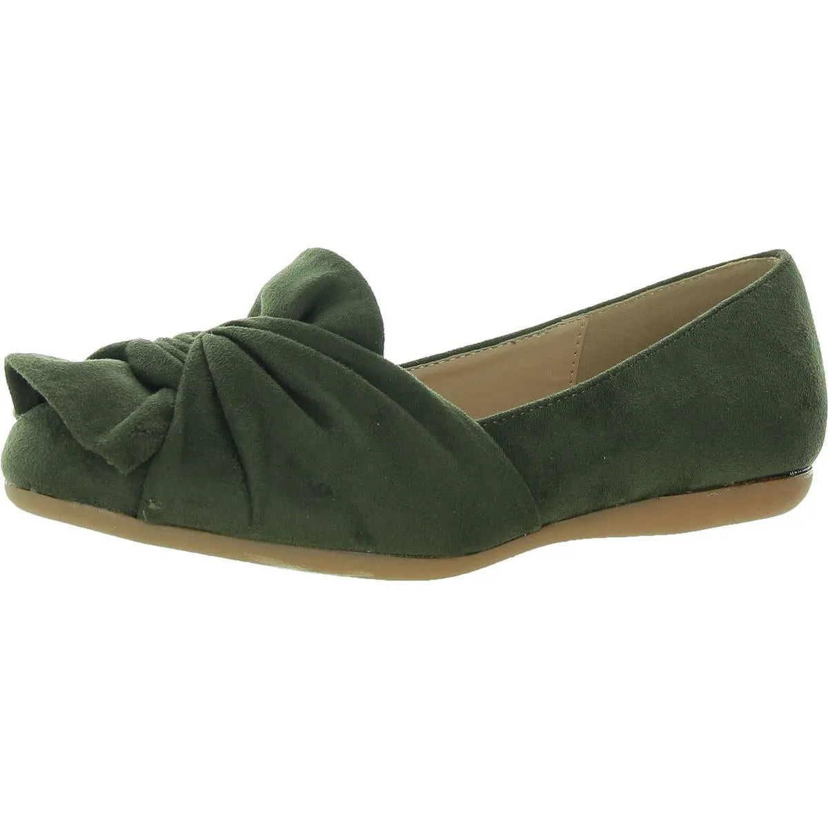 Snug Womens Faux Suede Ruched Ballet Flats