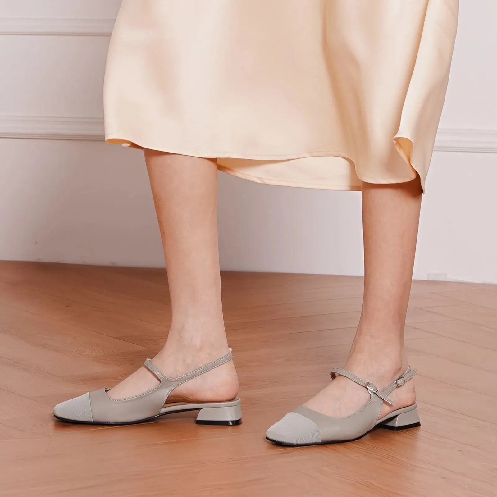 Square-Toe Slingback Flats (Felicia)