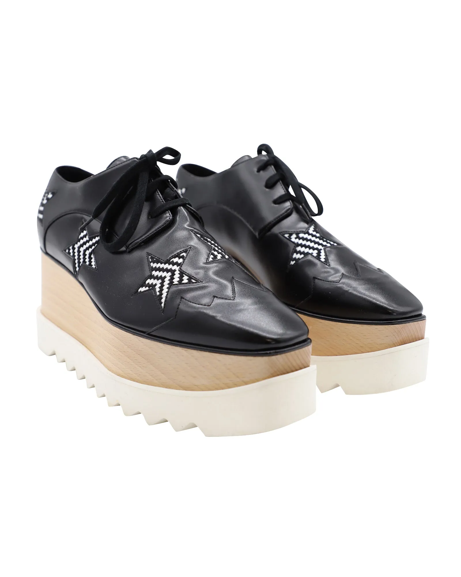 Stella McCartney Elyse Star Platform Lace Up Derby in Black Leather
