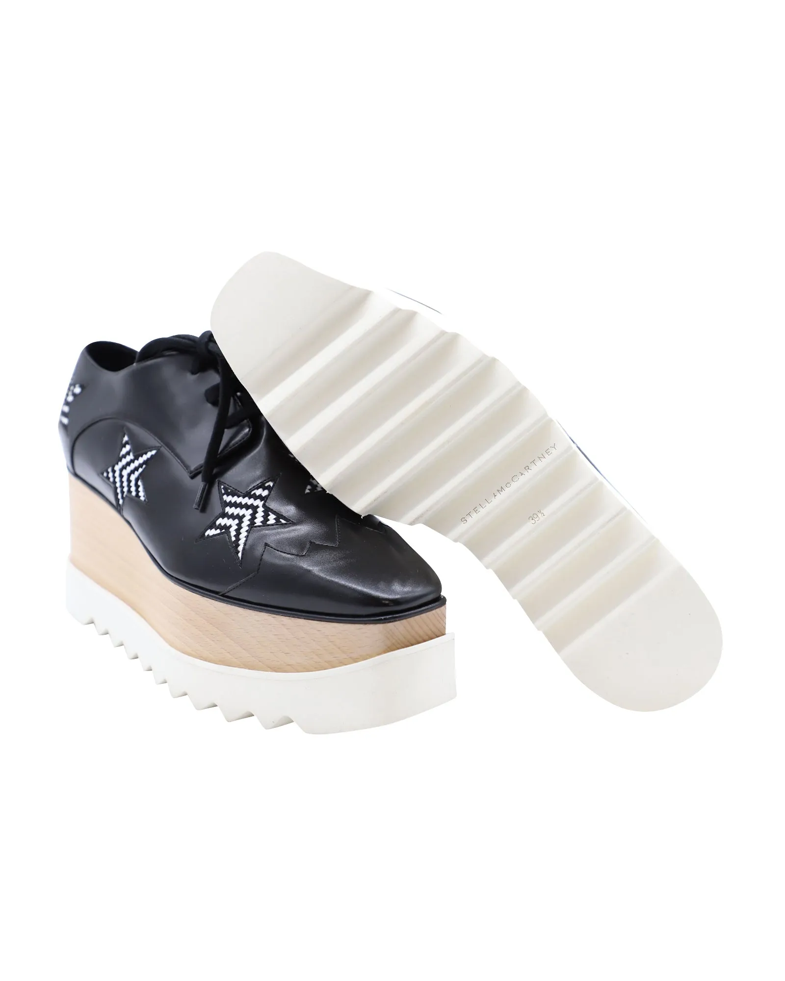 Stella McCartney Elyse Star Platform Lace Up Derby in Black Leather