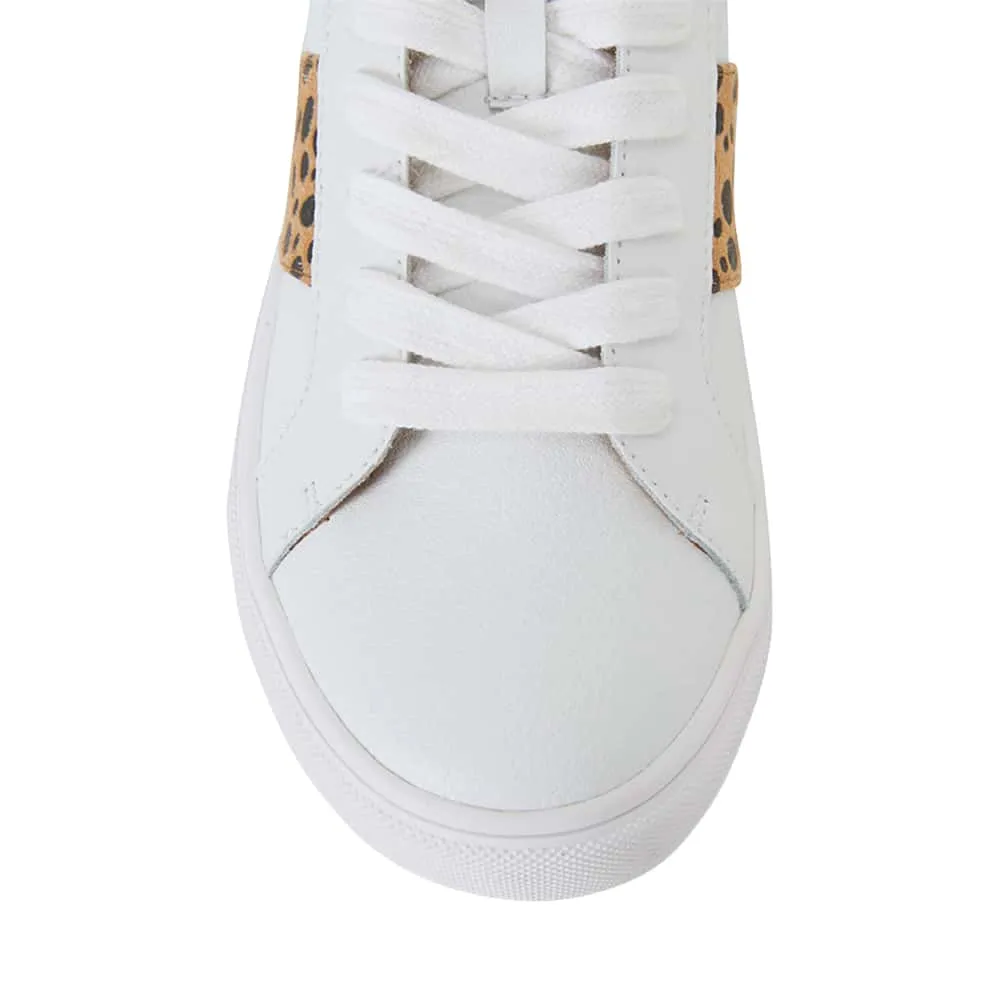 Storm Sneaker in White And Animal Print Leather