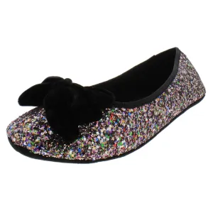 Sussex Womens Faux Fur Sequined Ballet Flats