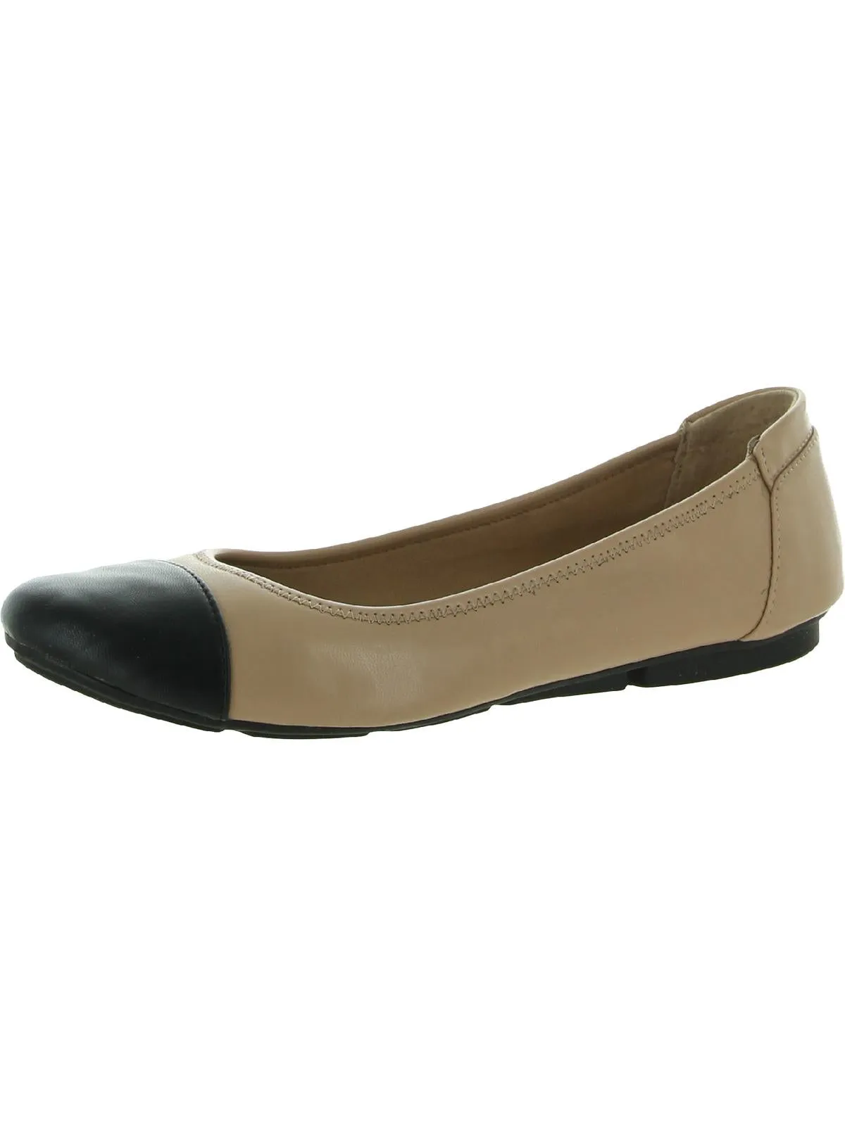 Tavii Womens Faux Leather Toe Cap Ballet Flats