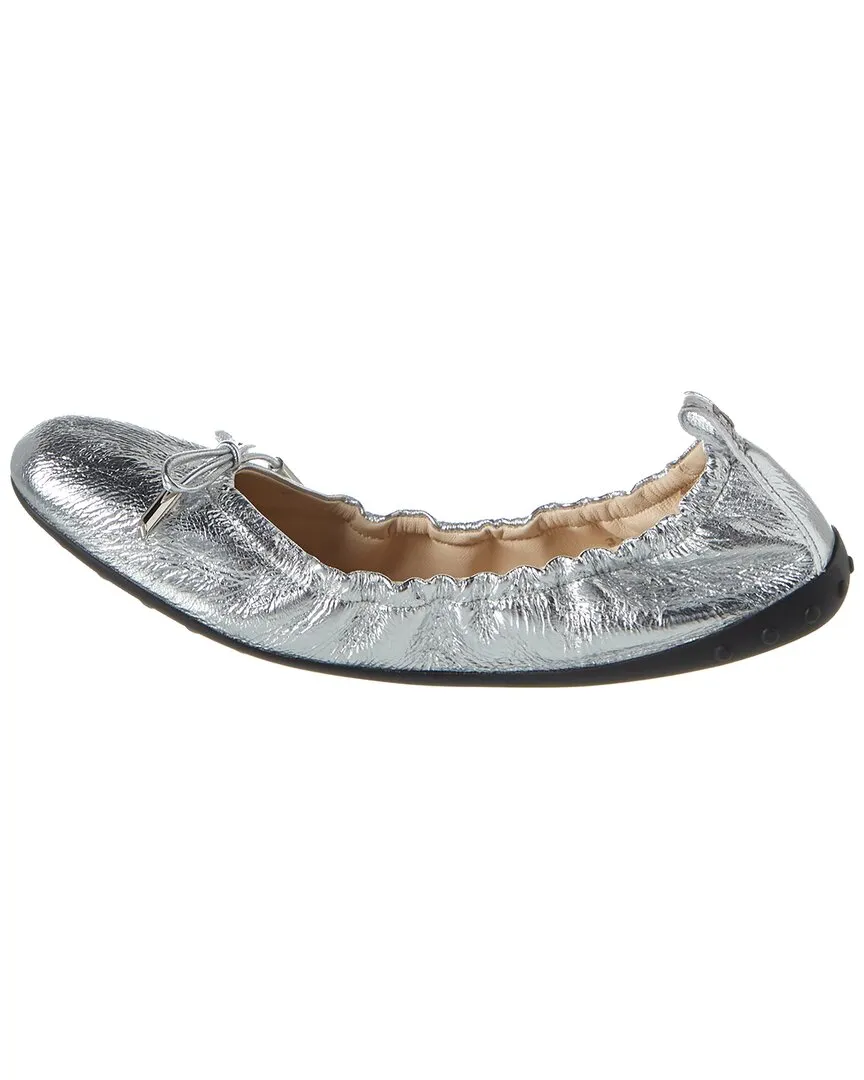 TODs Gommino Metallic Leather Ballerina Flat