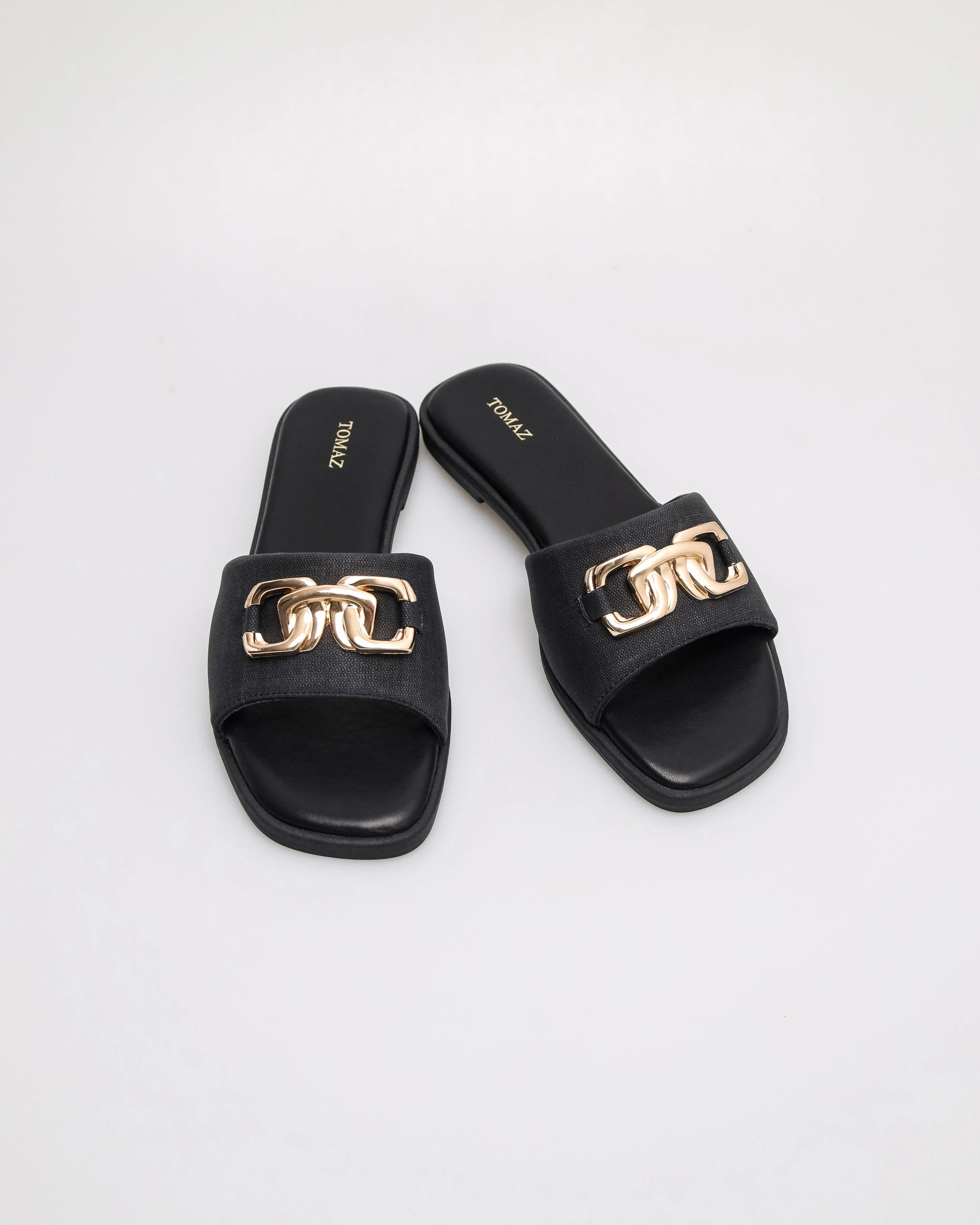 Tomaz YX223 Ladies Golden Bond Flats (Black 1)