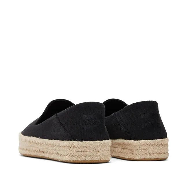 Toms Carolina 10020990 Espadrille Women's 9 Black Slip-On Platform Shoes FZP198 (Black,9)
