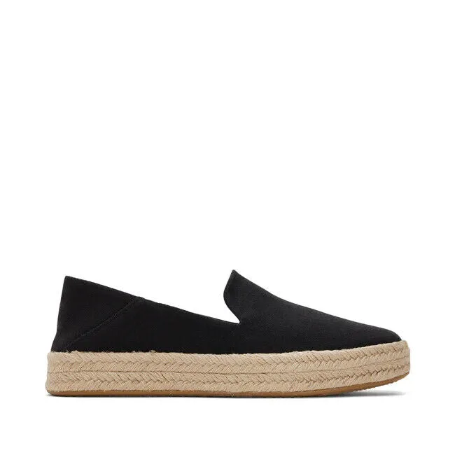 Toms Carolina 10020990 Espadrille Women's 9 Black Slip-On Platform Shoes FZP198 (Black,9)