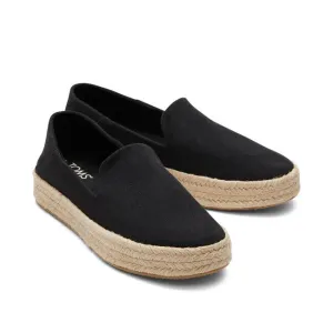 Toms Carolina 10020990 Espadrille Women's 9 Black Slip-On Platform Shoes FZP198 (Black,9)