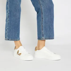 Trio Sneaker in White And Animal Print Leather