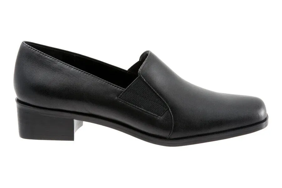 Trotters Ash Loafer Women's US 10 Black Leather Square Toe Slip-On Casual FZP269
