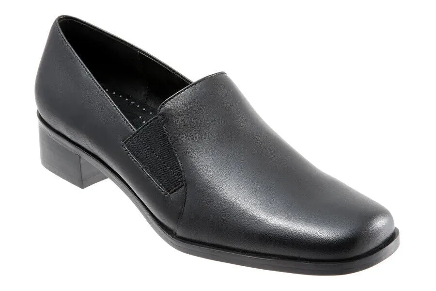 Trotters Ash Loafer Women's US 10 Black Leather Square Toe Slip-On Casual FZP269