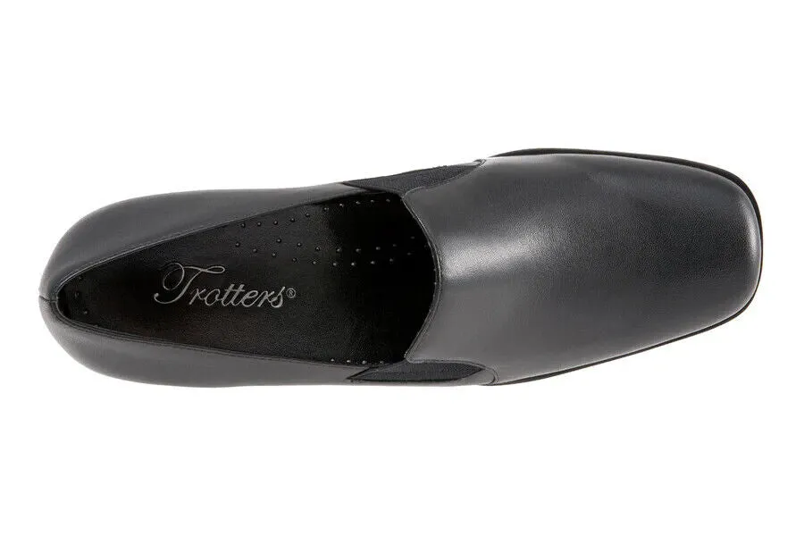 Trotters Ash Loafer Women's US 10 Black Leather Square Toe Slip-On Casual FZP269