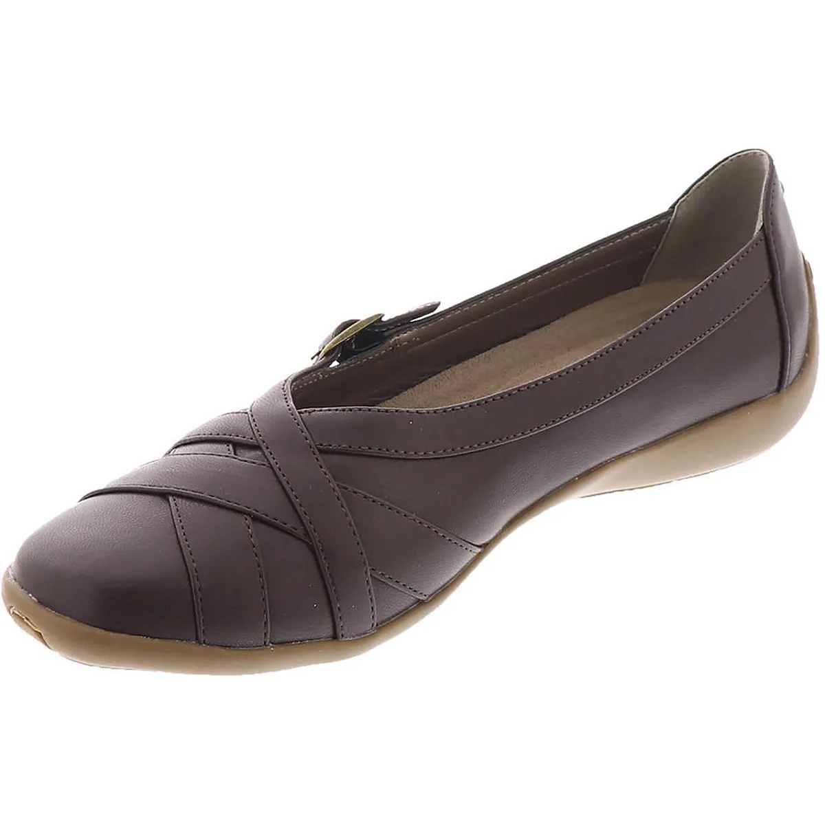 Valerie Womens Faux Leather Slip-On Ballet Flats