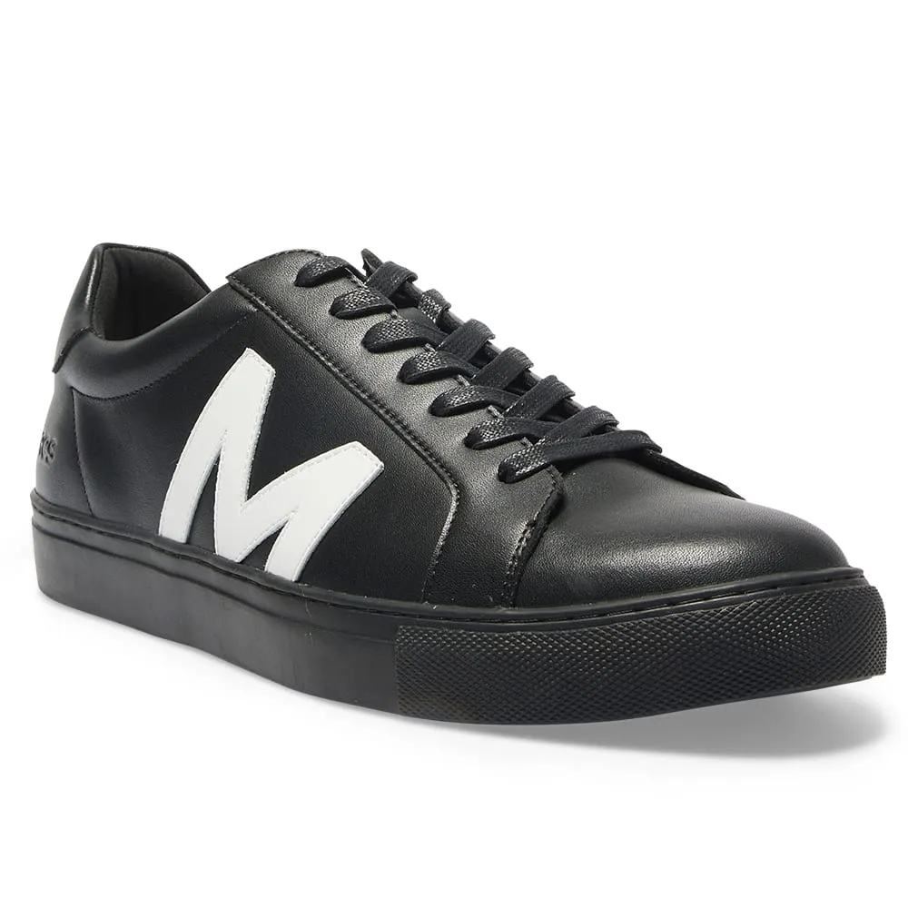 Varsity Sneaker in Black And White Leather