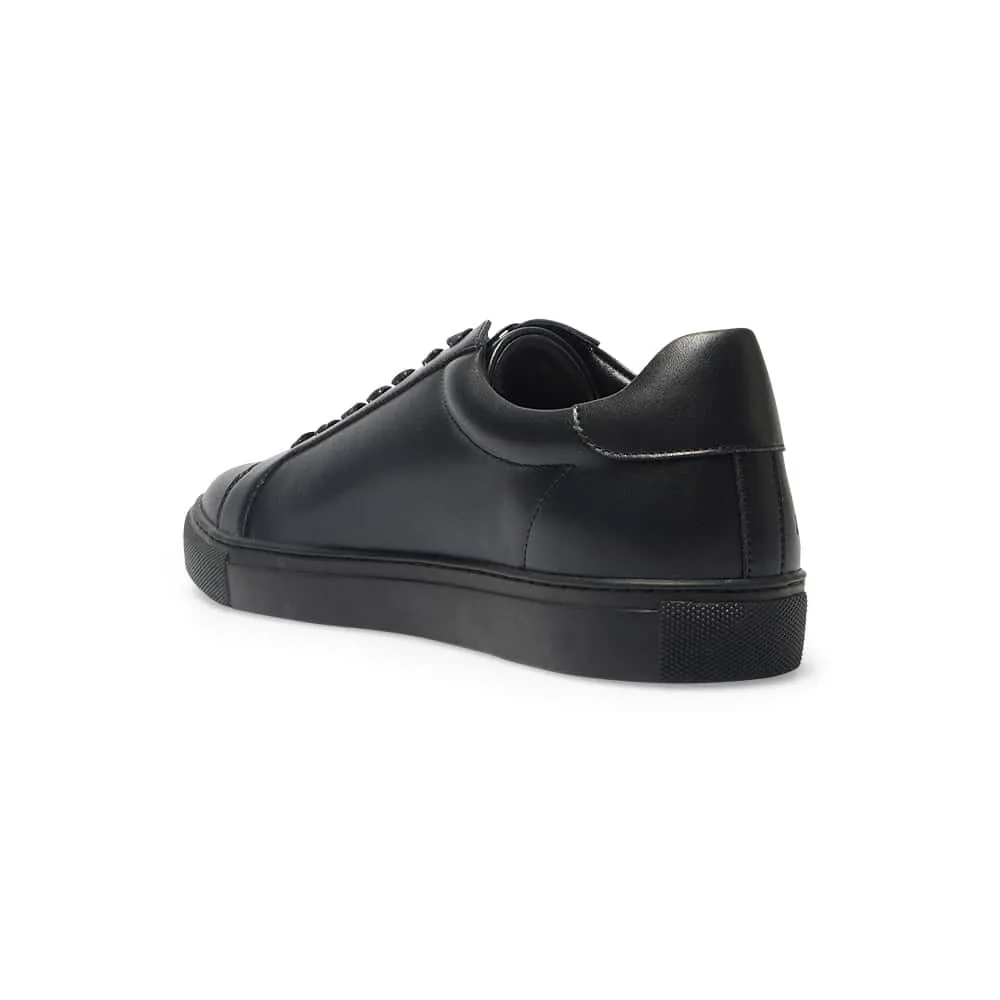 Varsity Sneaker in Black And White Leather