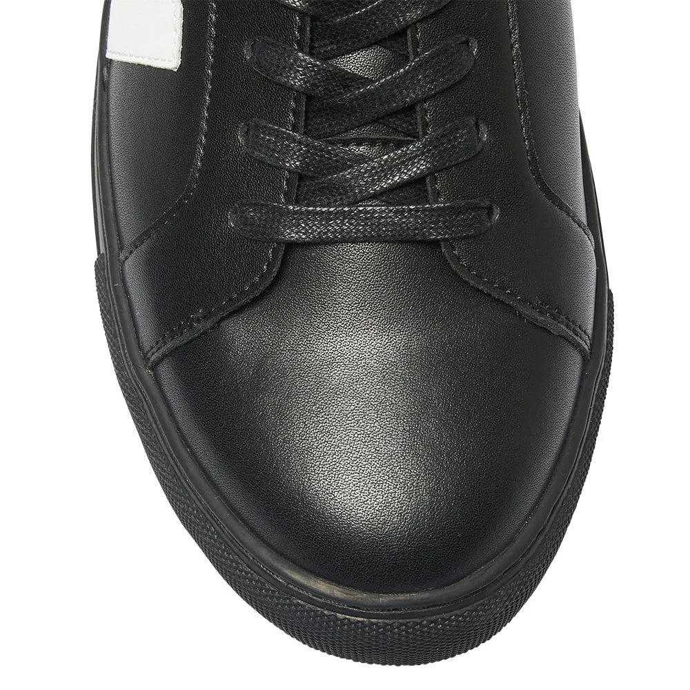 Varsity Sneaker in Black And White Leather