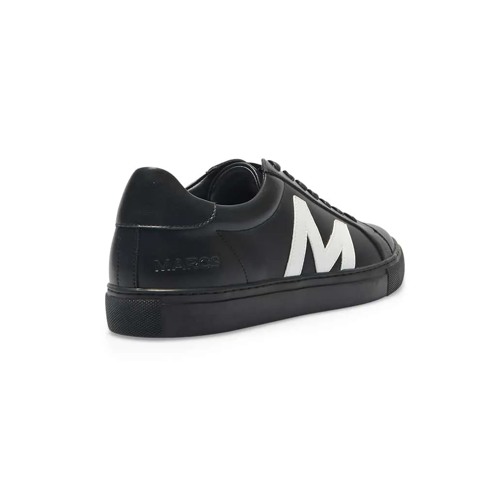 Varsity Sneaker in Black And White Leather