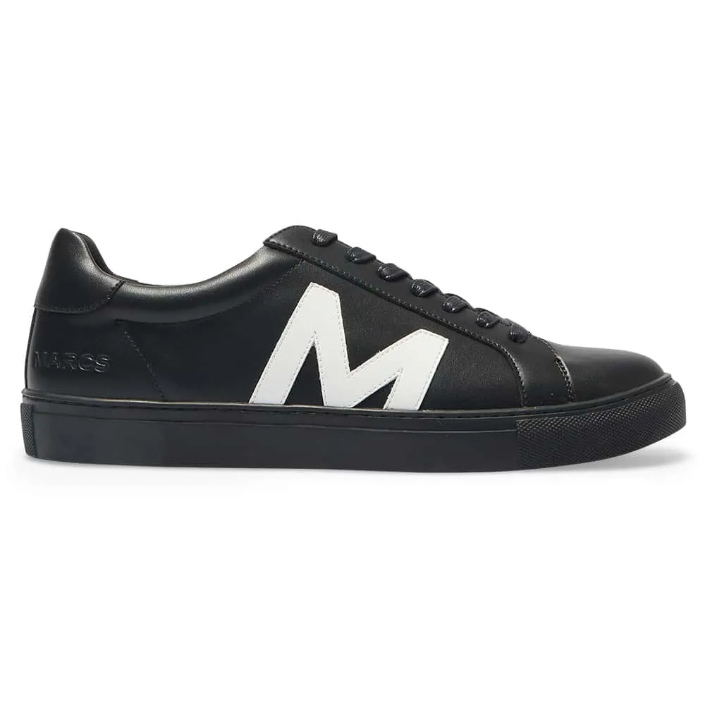 Varsity Sneaker in Black And White Leather