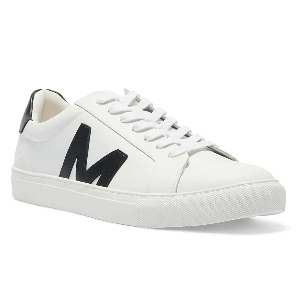 Varsity Sneaker in White And Black Leather
